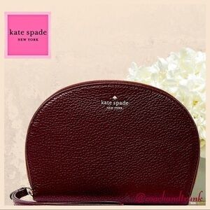 KATE SPADE Leather Rima Half Moon Wristlet Chocolate Cherry